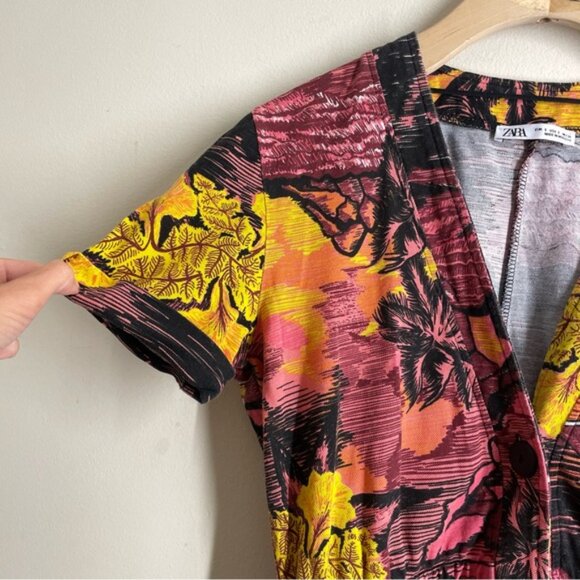 Zara Hawaiian Sunset Printed Jumpsuit Romper size S - Picture 4 of 11